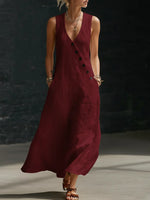 Vestido Maxi Minimalista con Botones para Mujer – Estilo Elegante y Fluido