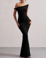 Vestido Largo Bodycon Asimétrico de un Hombro