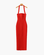 Vestido Maxi Entallado con Cuello Halter