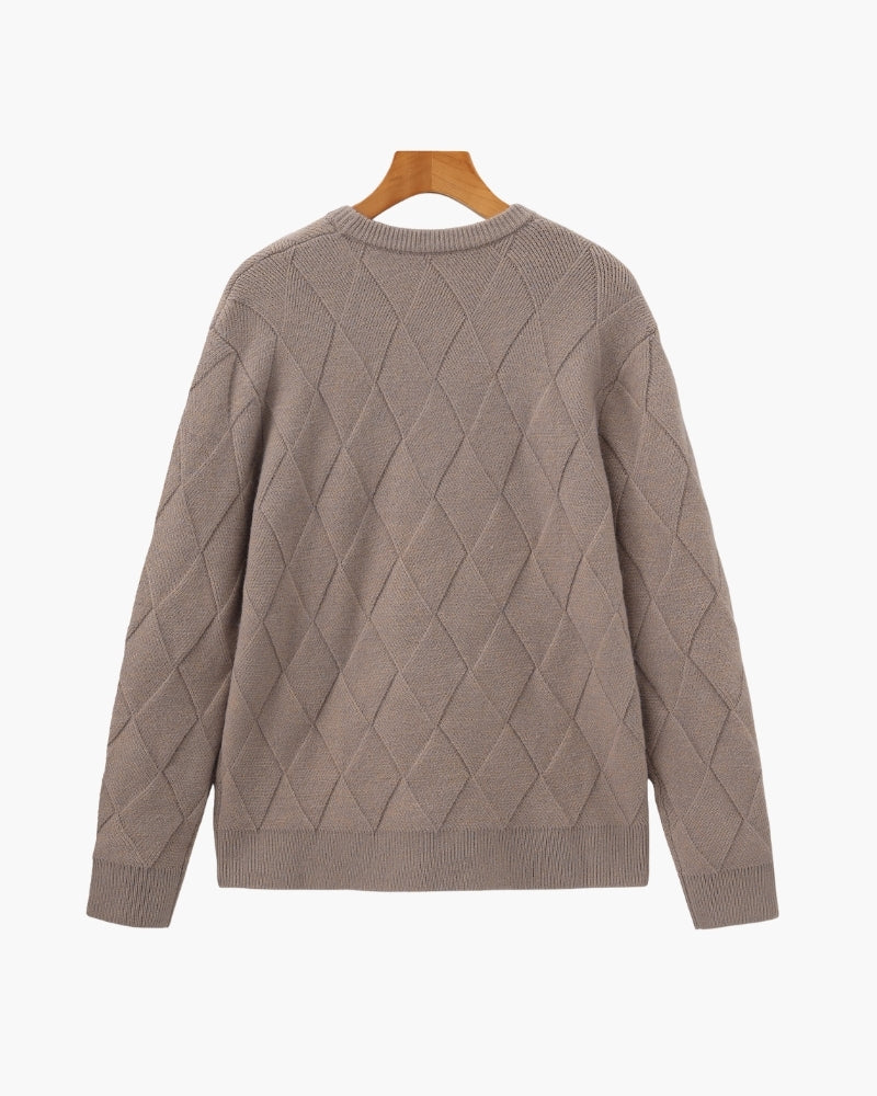 Jersey de Cuello Redondo de Punto Rombos