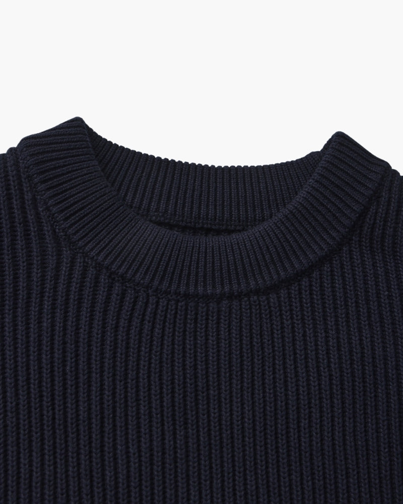 Jersey Cuello Redondo de Punto Acanalado