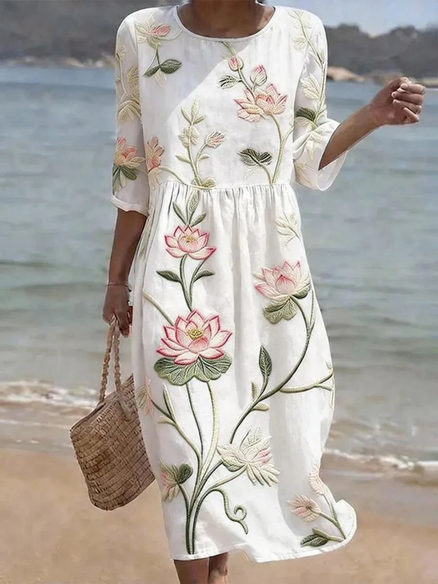 Paula | Vestido con Estampado Floral Botánico