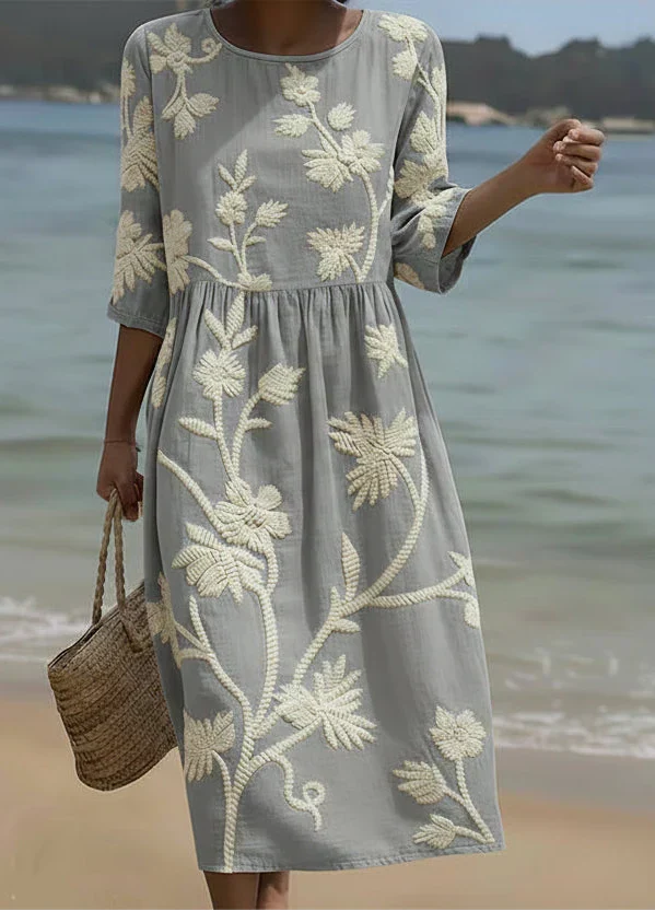 Lucia | Vestido Midi con Estampado Floral y Botánico