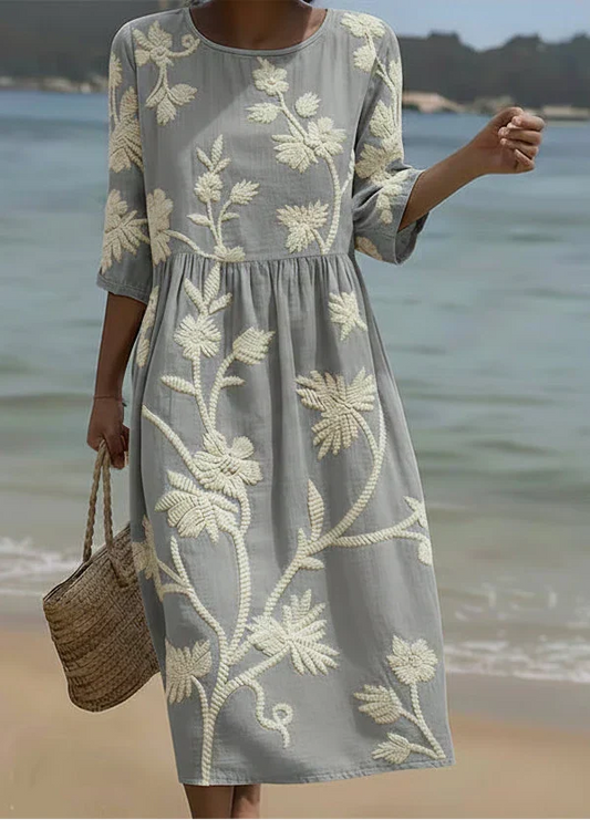 Lucia | Robe Midi à Imprimé Floral et Botanique