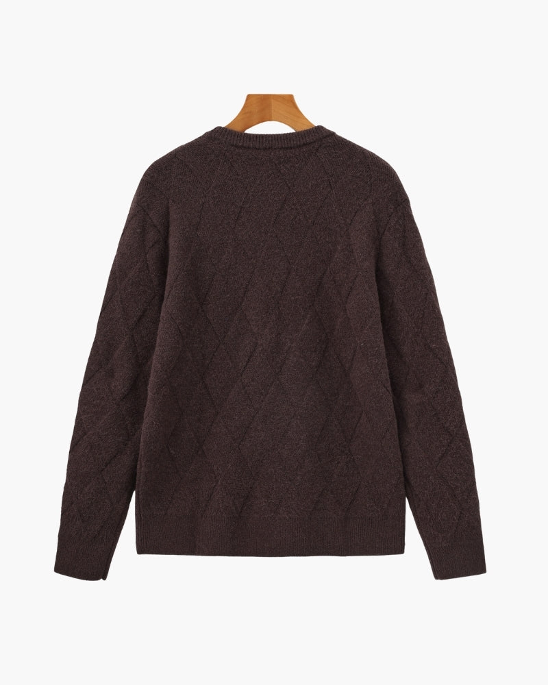 Jersey de Cuello Redondo de Punto Rombos