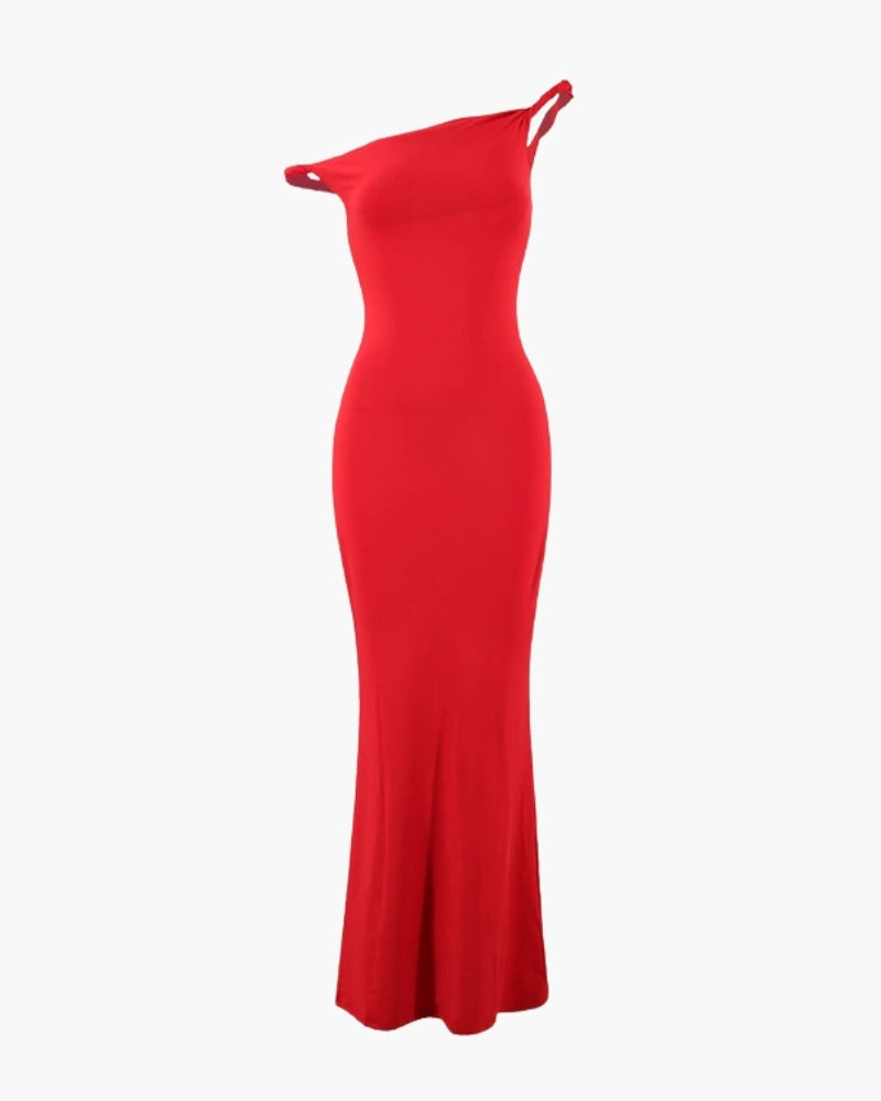 Vestido Largo Bodycon Asimétrico de un Hombro