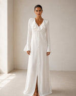 Vestido Midi con Volantes y Botones de Perla