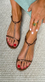 Velora Roma Rosalba – Sandalias Planas Doradas de Primavera para Mujer
