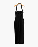 Vestido Maxi Entallado con Cuello Halter