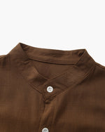 Camisa de Cuello Mao para Hombre – Camisa de Algodón Texturizado de Corte Relajado