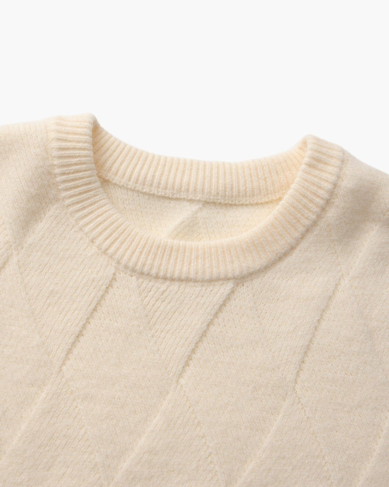 Jersey de Cuello Redondo de Punto Rombos
