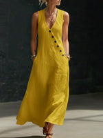 Vestido Maxi Minimalista con Botones para Mujer – Estilo Elegante y Fluido