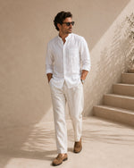 Camisa de Cuello Mao para Hombre – Camisa de Algodón Texturizado de Corte Relajado