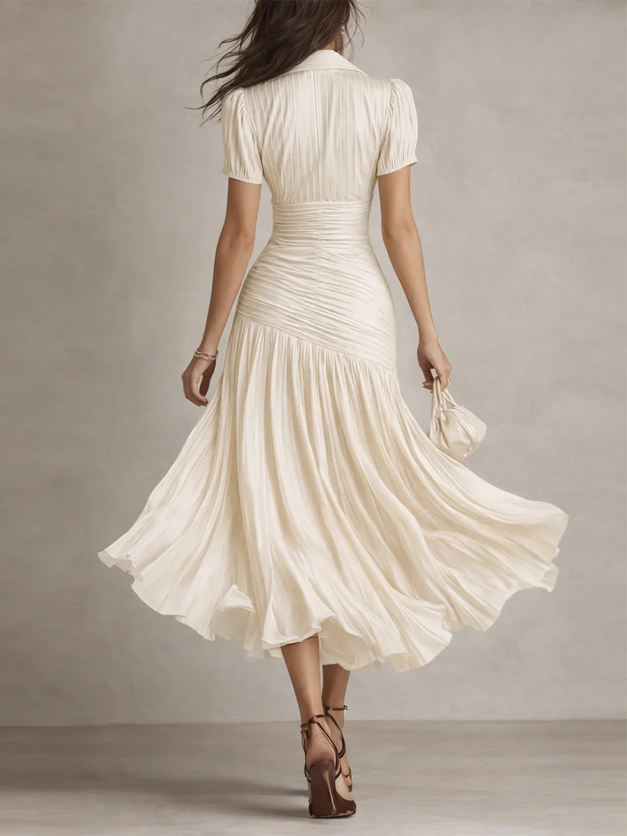 Adriana | Vestido Midi de Rayas Retro