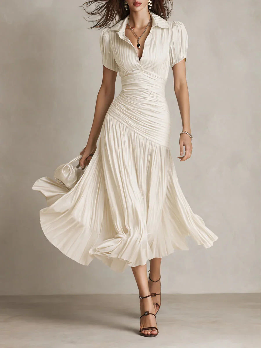 Adriana | Vestido Midi de Rayas Retro