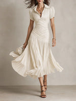 Adriana | Vestido Midi de Rayas Retro
