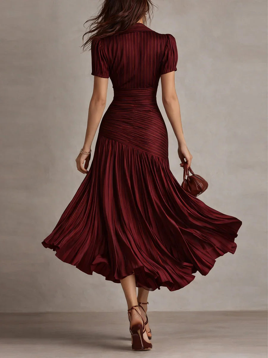 Adriana | Vestido Midi de Rayas Retro