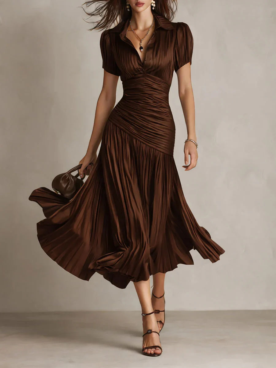 Adriana | Vestido Midi de Rayas Retro