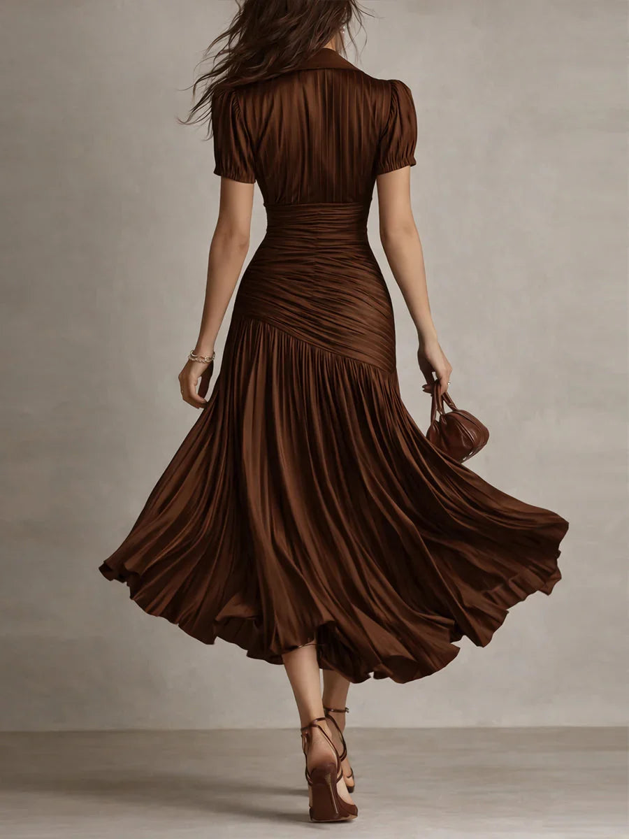 Adriana | Vestido Midi de Rayas Retro