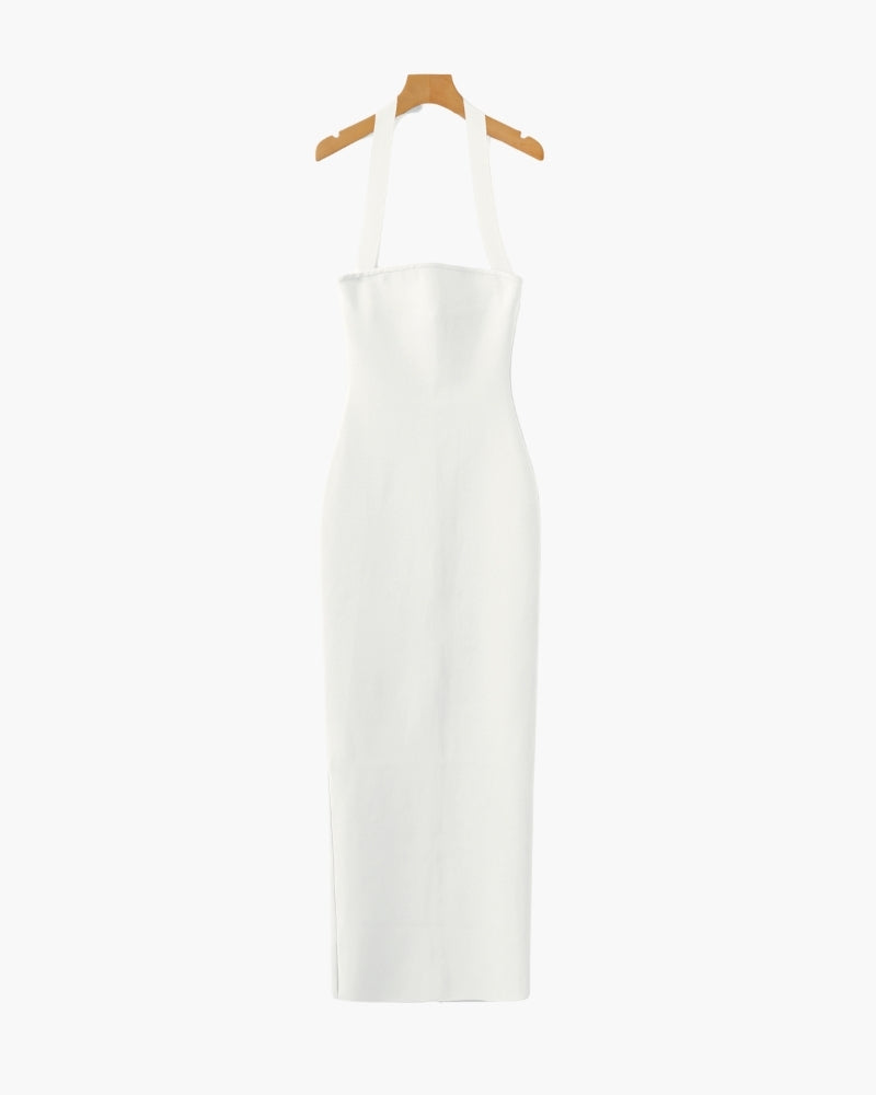 Vestido Maxi Entallado con Cuello Halter