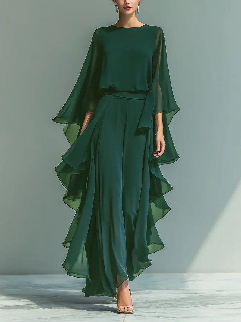 Aurora | Conjunto Elegante de Gasa con Volantes