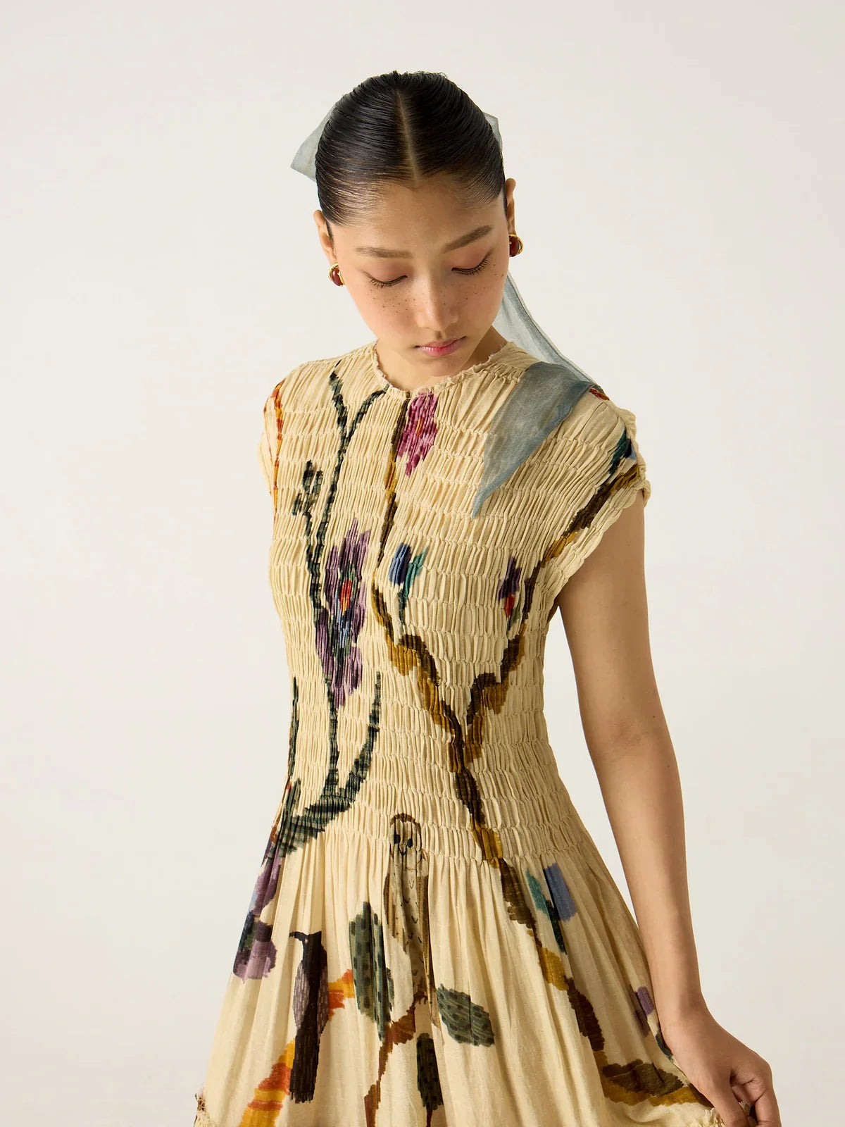 Luna - Vestido Largo Plisado Estampado