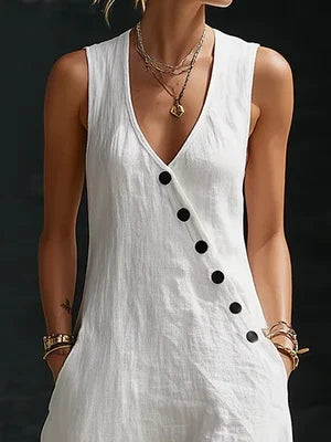 Vestido Maxi Minimalista con Botones para Mujer – Estilo Elegante y Fluido
