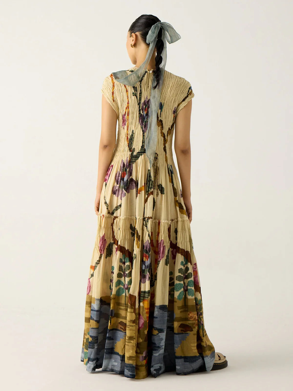 Luna - Vestido Largo Plisado Estampado