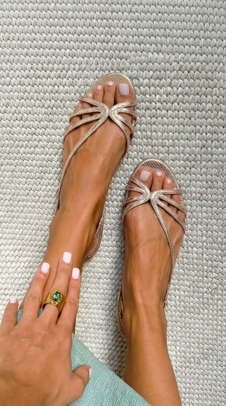 Velora Roma Ginevra – Sandalias Planas Doradas de Elegancia Veraniega para Mujer