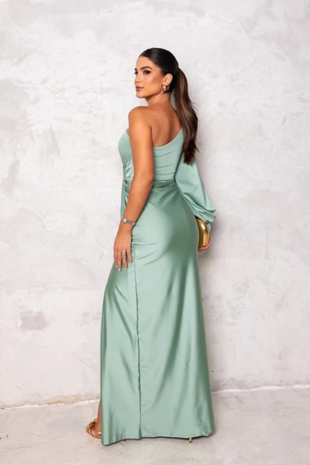 Camila | Vestido Satinado de una Manga