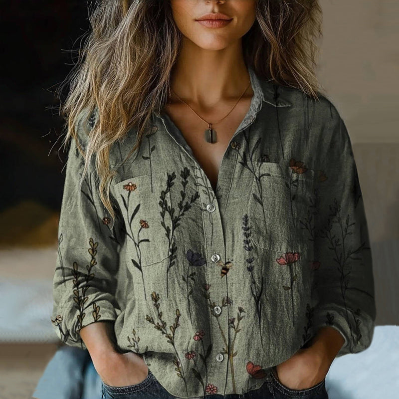 Gema - Blusa de Estampado Floral Vintage