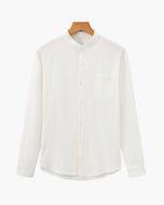 Camisa de Cuello Mao para Hombre – Camisa de Algodón Texturizado de Corte Relajado