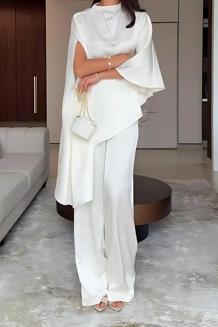 Conjunto de Top y Pantalón de Dos Piezas con Diseño Irregular de Tendencia