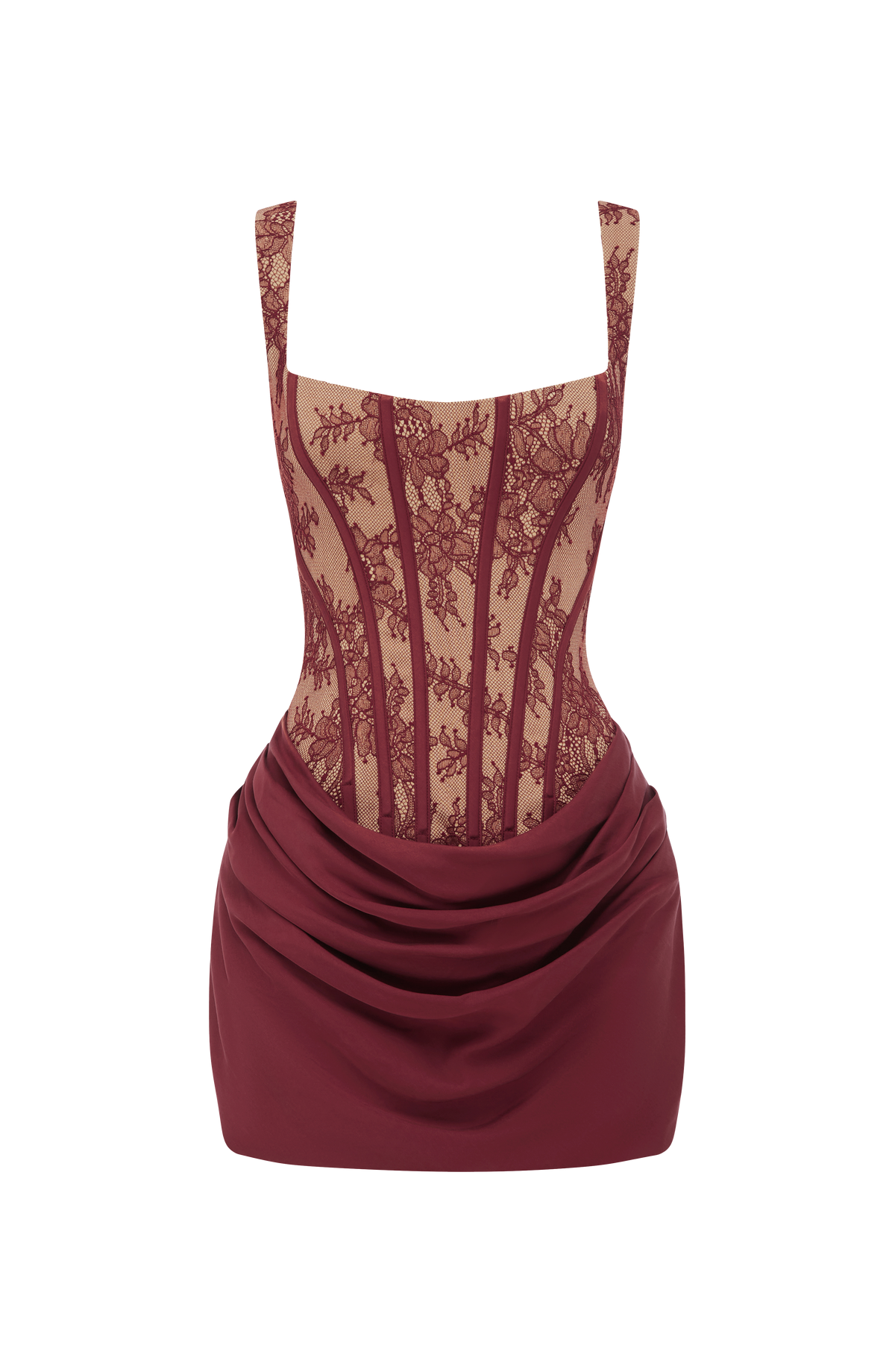 Vestido corto Cornelia - encaje burdeos