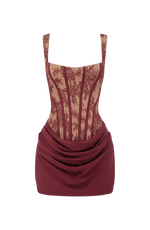Vestido corto Cornelia - encaje burdeos