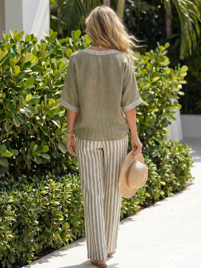 Amélia | Conjunto de Verano de Corte Holgado con Pantalón Fluido