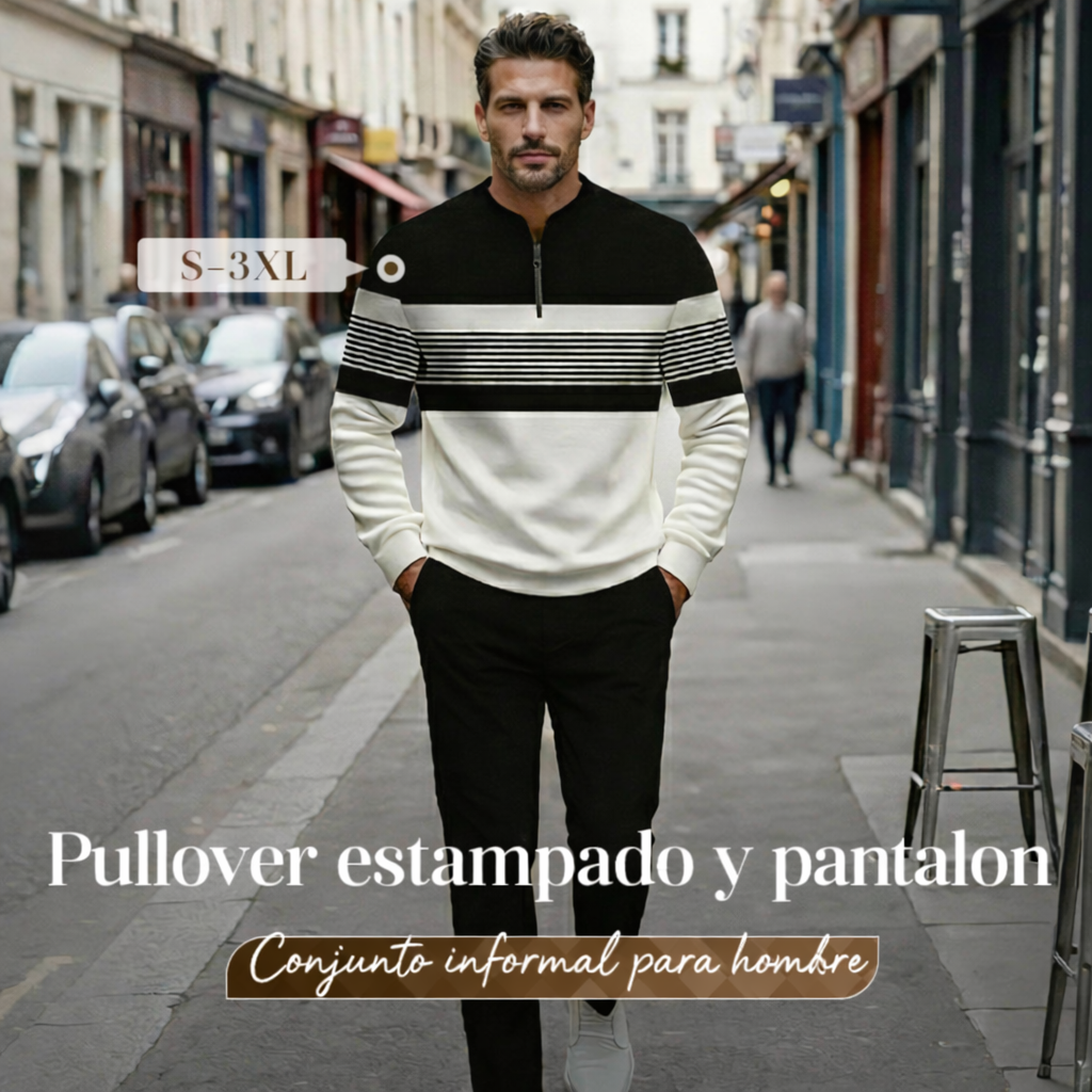 Lucas - Conjunto Casual de Jersey Estampado y Pantalón para Hombre de Valerina Milano