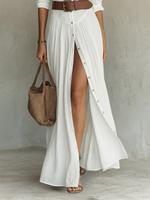 Marina - Vestido Maxi de Lino y Algodón Estilo Camisero para Mujer de Valerina Milano