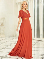 MÓNICA | Vestido Largo de Dama de Honor con Cintura Imperio y Mangas de Volante