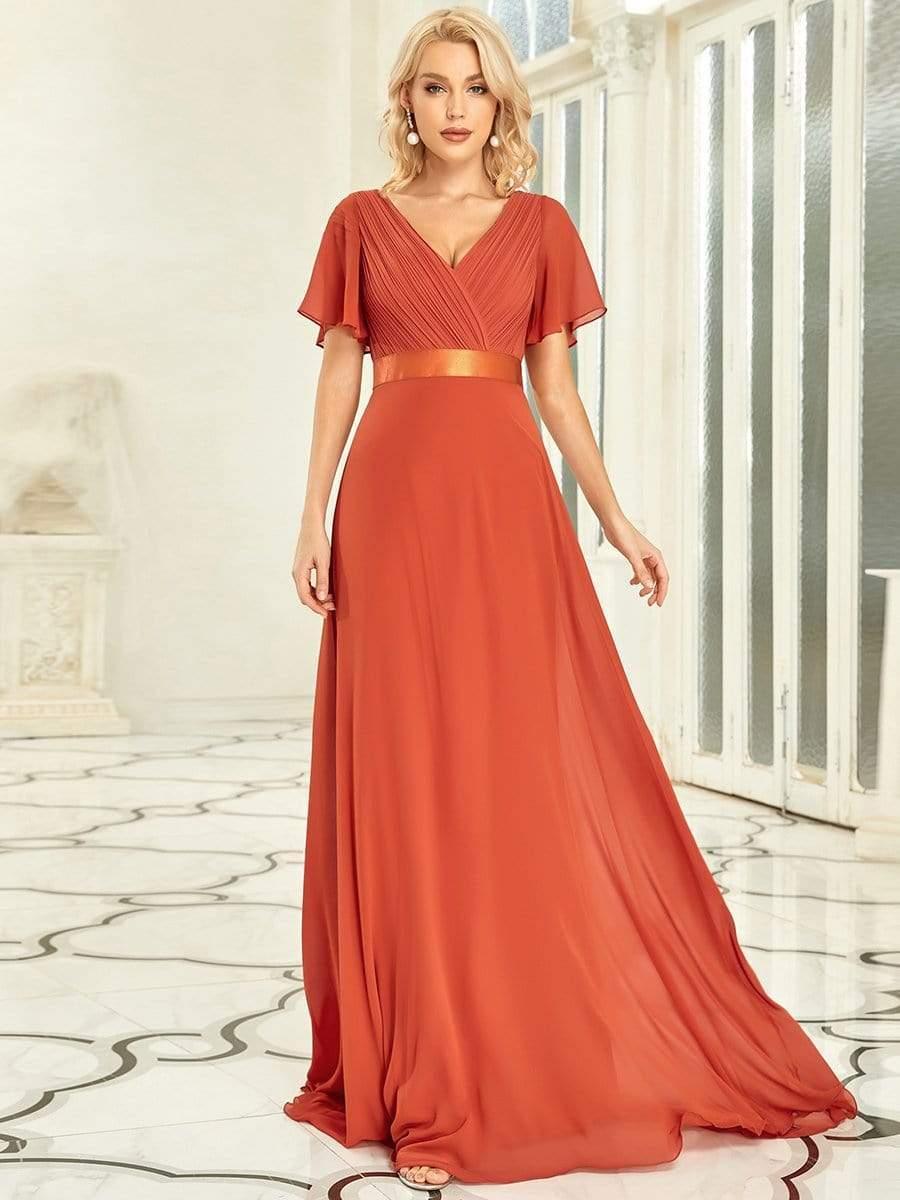 MÓNICA | Vestido Largo de Dama de Honor con Cintura Imperio y Mangas de Volante