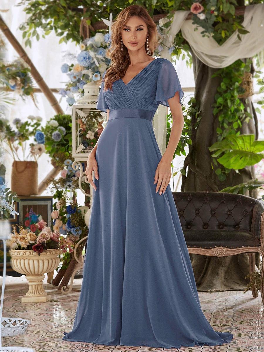 MÓNICA | Vestido Largo de Dama de Honor con Cintura Imperio y Mangas de Volante