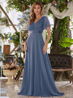 MÓNICA | Vestido Largo de Dama de Honor con Cintura Imperio y Mangas de Volante