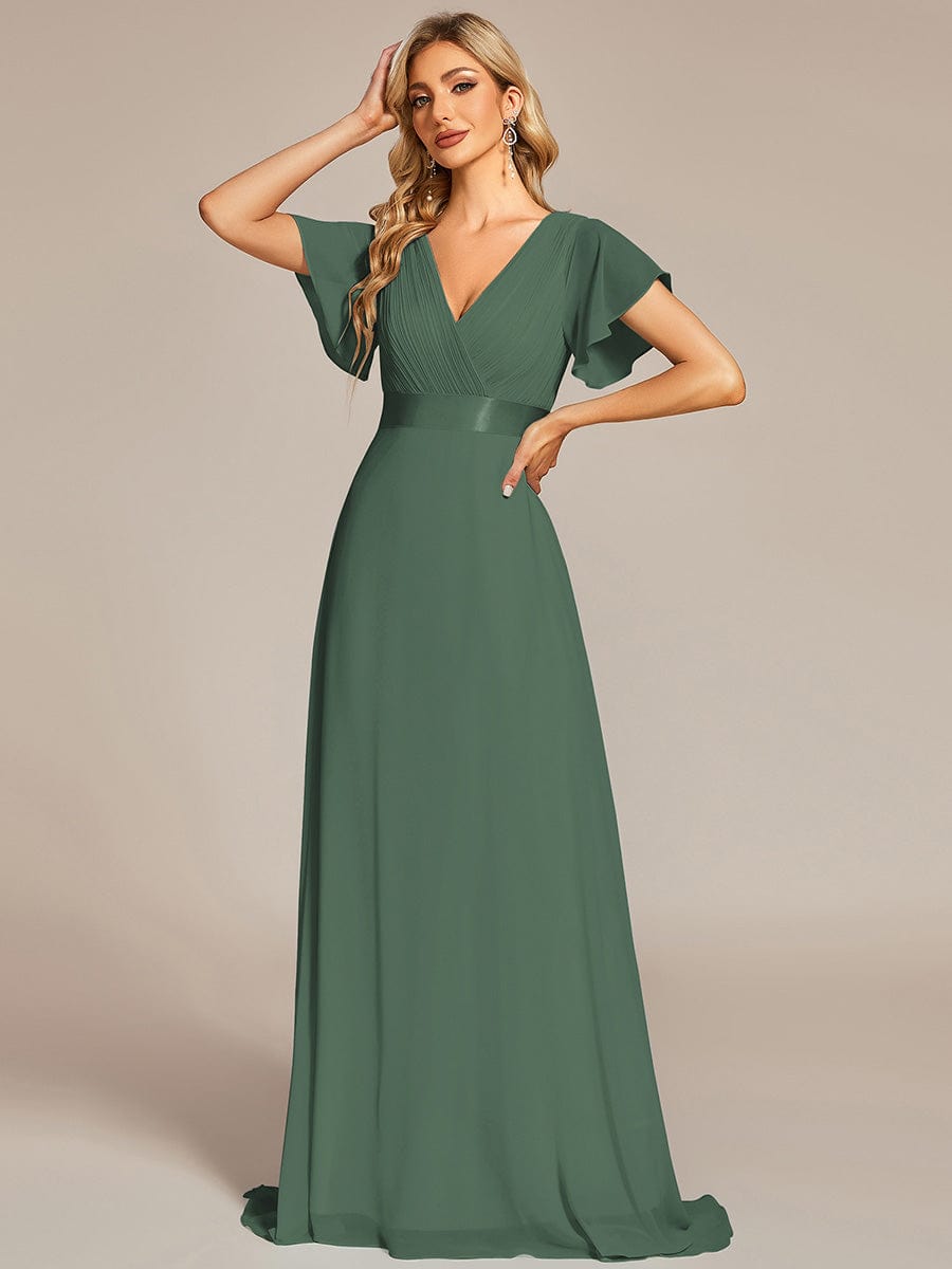 MÓNICA | Vestido Largo de Dama de Honor con Cintura Imperio y Mangas de Volante