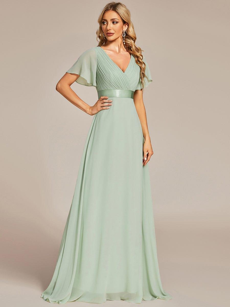 MÓNICA | Vestido Largo de Dama de Honor con Cintura Imperio y Mangas de Volante