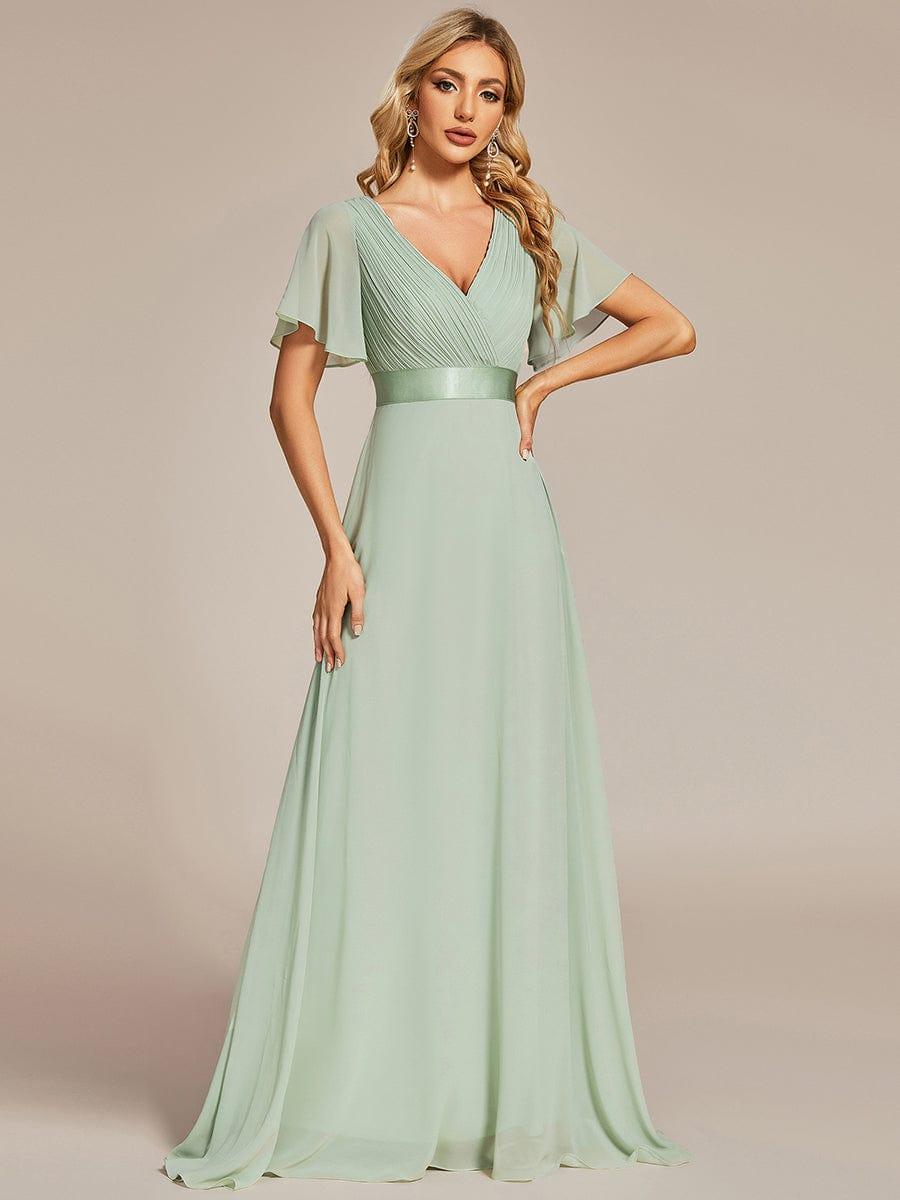 MÓNICA | Vestido Largo de Dama de Honor con Cintura Imperio y Mangas de Volante