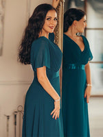 MÓNICA | Vestido Largo de Dama de Honor con Cintura Imperio y Mangas de Volante