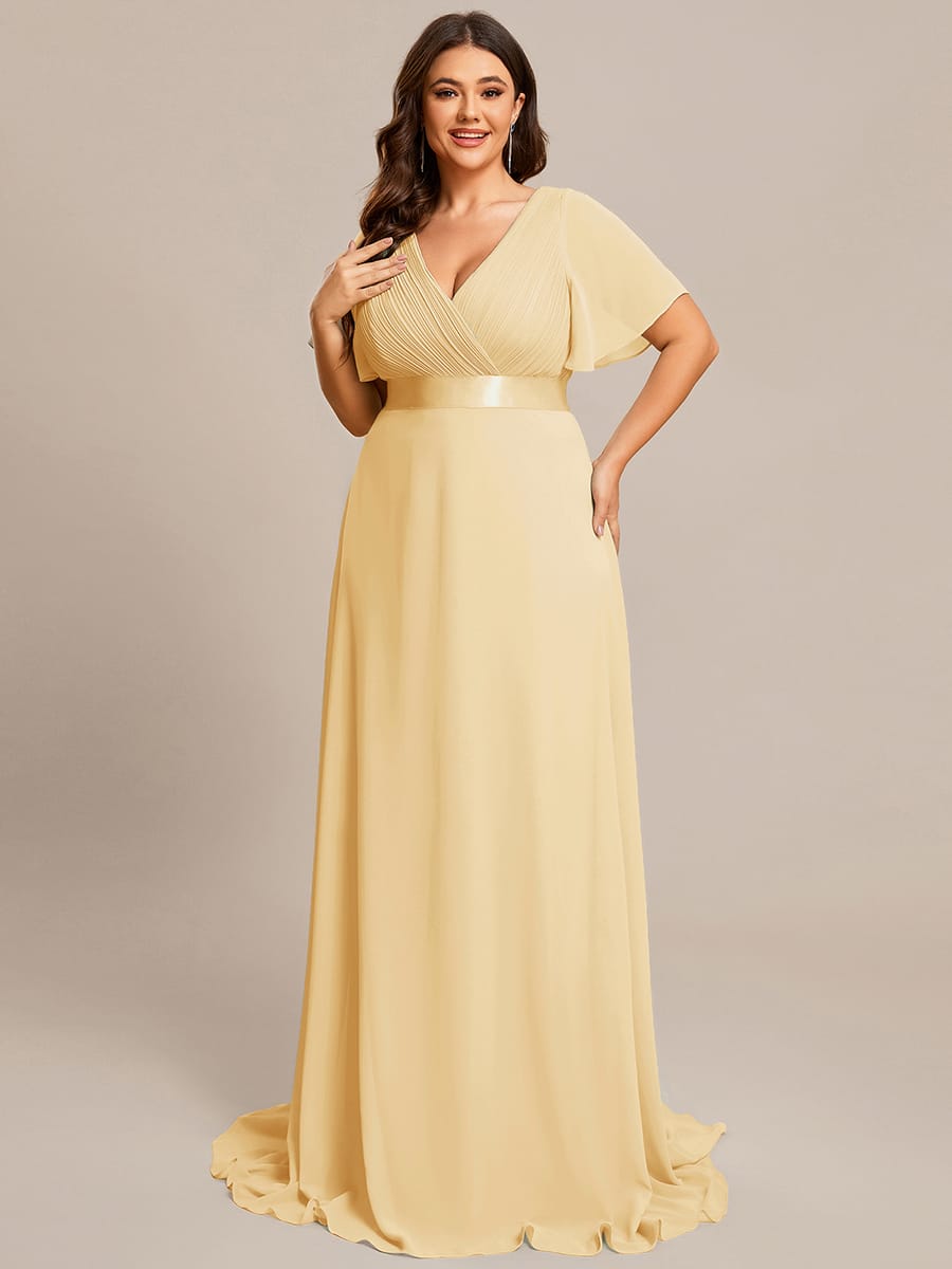 MÓNICA | Vestido Largo de Dama de Honor con Cintura Imperio y Mangas de Volante
