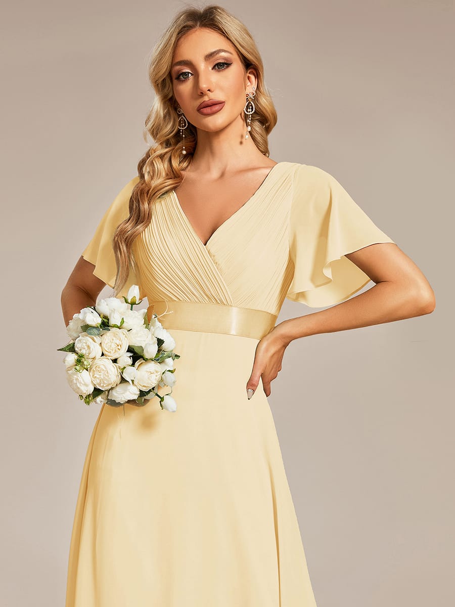 MÓNICA | Vestido Largo de Dama de Honor con Cintura Imperio y Mangas de Volante