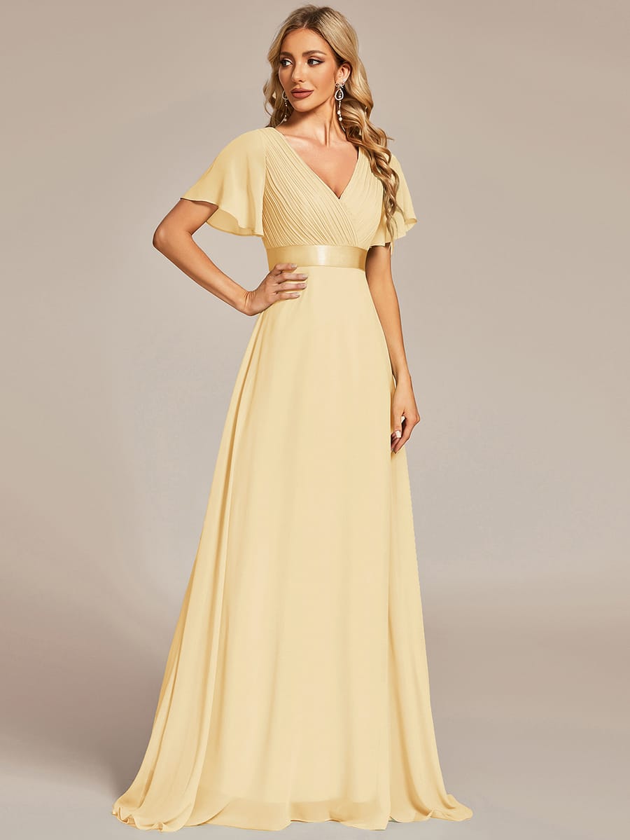 MÓNICA | Vestido Largo de Dama de Honor con Cintura Imperio y Mangas de Volante