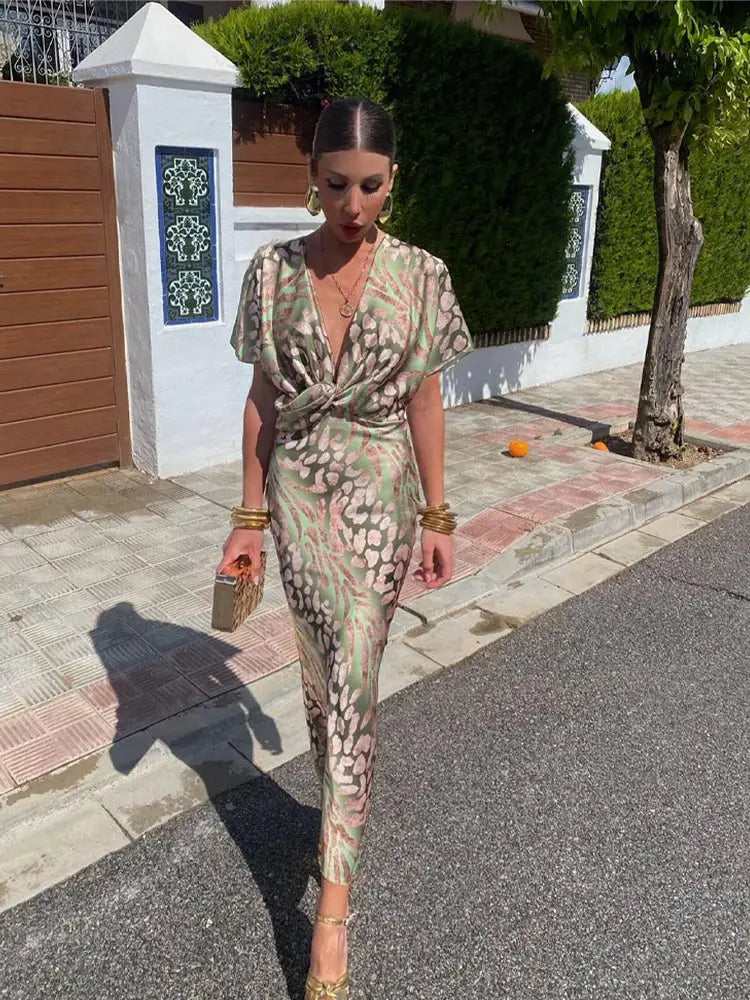 Clara — Vestido Midi Estampado Elegante
